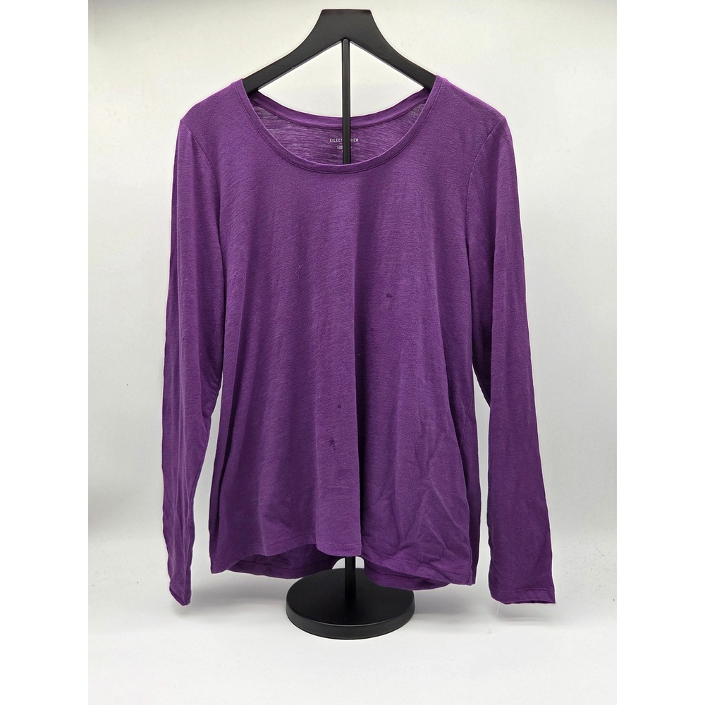 Eileen Fisher Women's Medium Purple Organic Cotton Long Sleeve Top 101-842